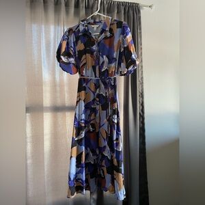 Nine West Blue and Brown Midi Dress